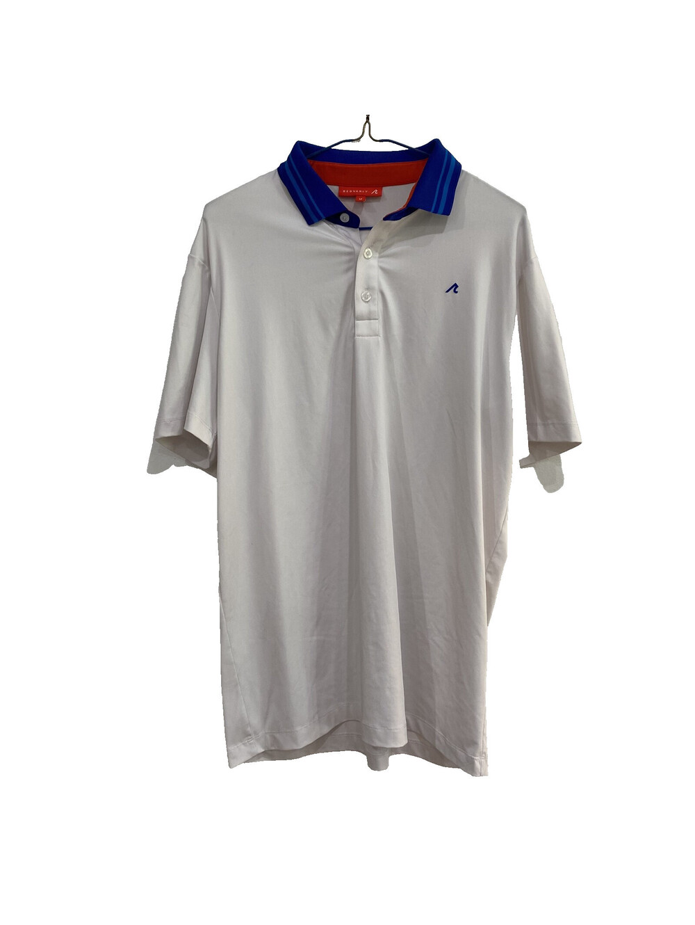 Redvanly Polo Shirt Men's M White Solid Performance Stretch Golf Accent Collar